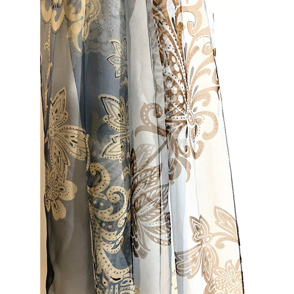 Gorgeous Fabrique' En Italie Floral Scarf Wrap Soft Blue & Brown M/I Italy Vtg - Picture 2 of 5